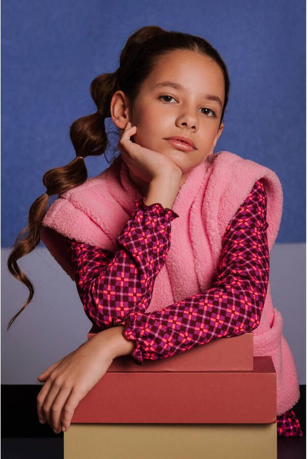 B.Nosy aansluitende longsleeve met ruches en print roze - Foto 2
