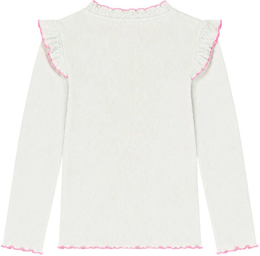 B.Nosy aansluitende longsleeve met ruches offwhite Wit Meisjes Polyester Ronde hals glitter - Foto 2