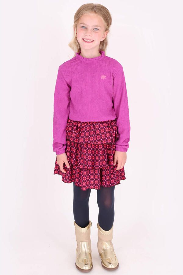B.Nosy aansluitende longsleeve met ruches paars