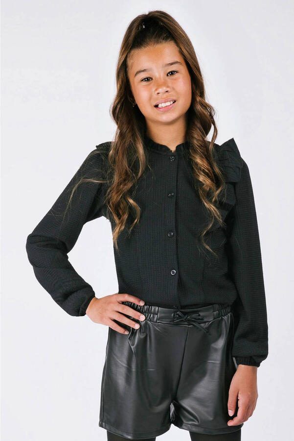 B.Nosy blouse zwart Meisjes Polyester Opstaande kraag Effen