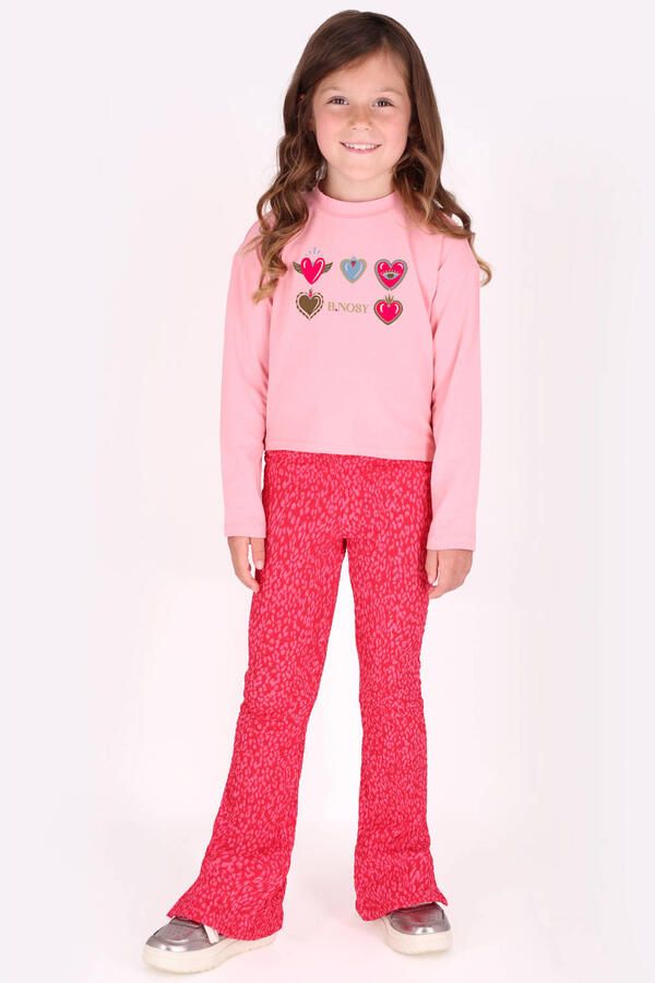 B.Nosy boxy longsleeve met hartjes roze Meisjes Stretchkatoen Ronde hals