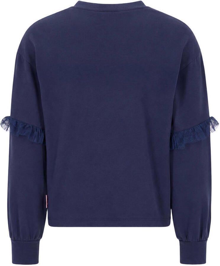 B.Nosy boxy sweater met ruches en print donkerblauw Printopdruk - Foto 2