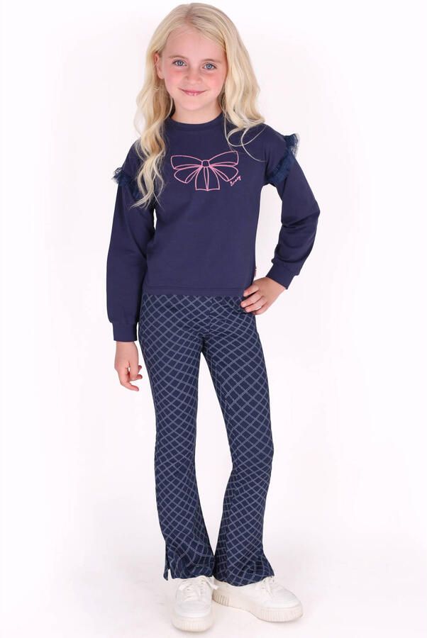 B.Nosy flared broek met print donkerblauw