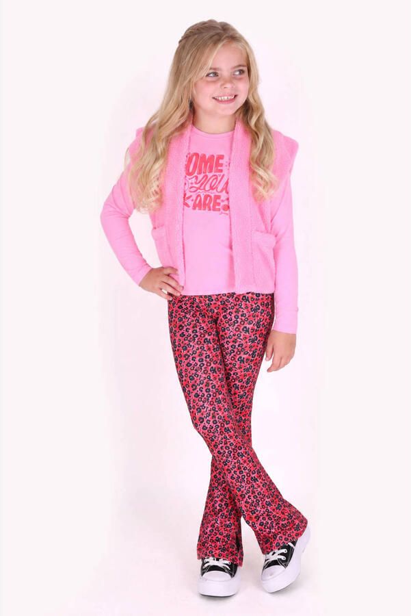 B.Nosy flared gebloemde broek roze donkergrijs Meisjes Polyester Bloemen