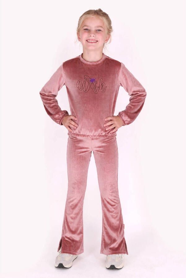 B.Nosy fluwelen rechtvallende sweater met print en tekst roze