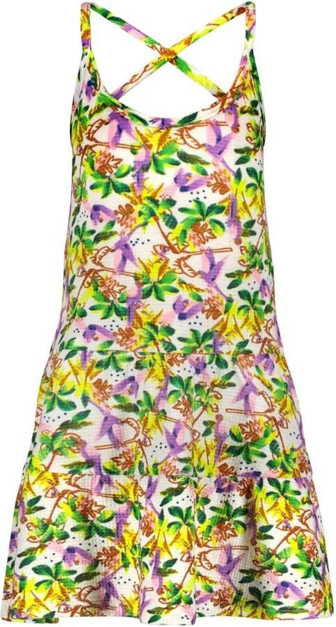 B.Nosy gebloemde A-lijn jurk roze geel multicolor Meisjes Polyester Ronde hals 80