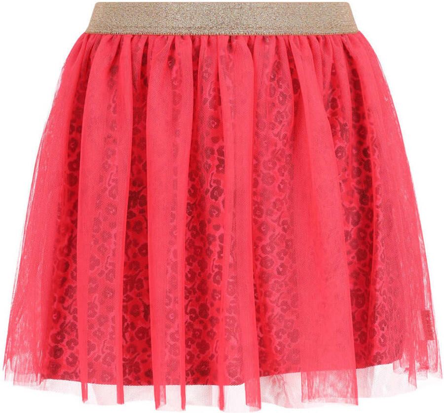 B.Nosy gebloemde korte tule rok koraalrood