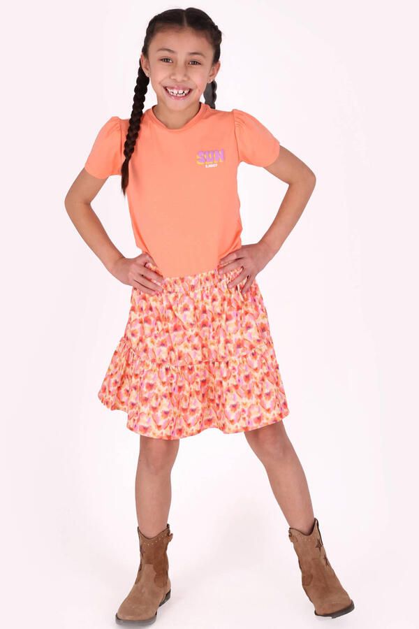 B.Nosy gebloemde midi jurk oranje - Foto 2