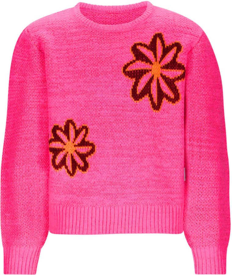 B.Nosy gebloemde sweater roze gebreid