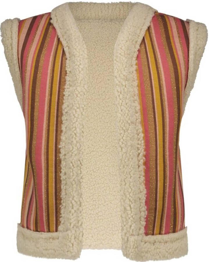 B.Nosy gestreept gilet Gwen ecru roze geel