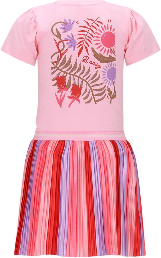 B.Nosy gestreepte midi jurk met backprint roze - Foto 3