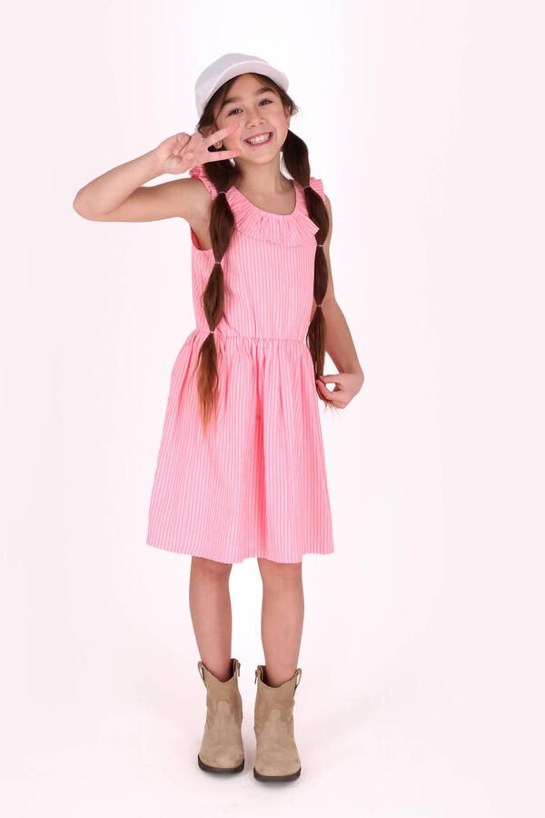 B.Nosy gestreepte midi jurk roze - Foto 3