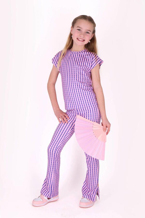 B.Nosy gestreepte T-shirt roze met textuur