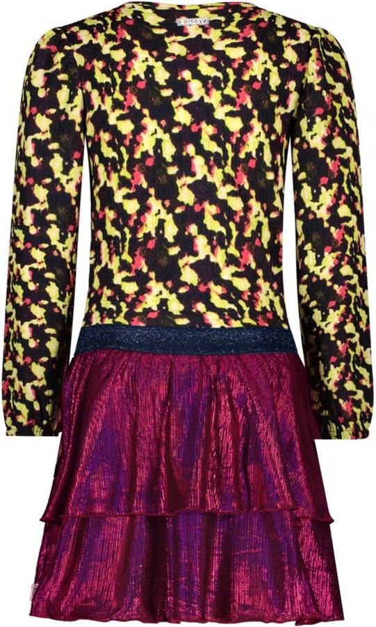 B.Nosy jurk Daisy met all over print paars neongroen