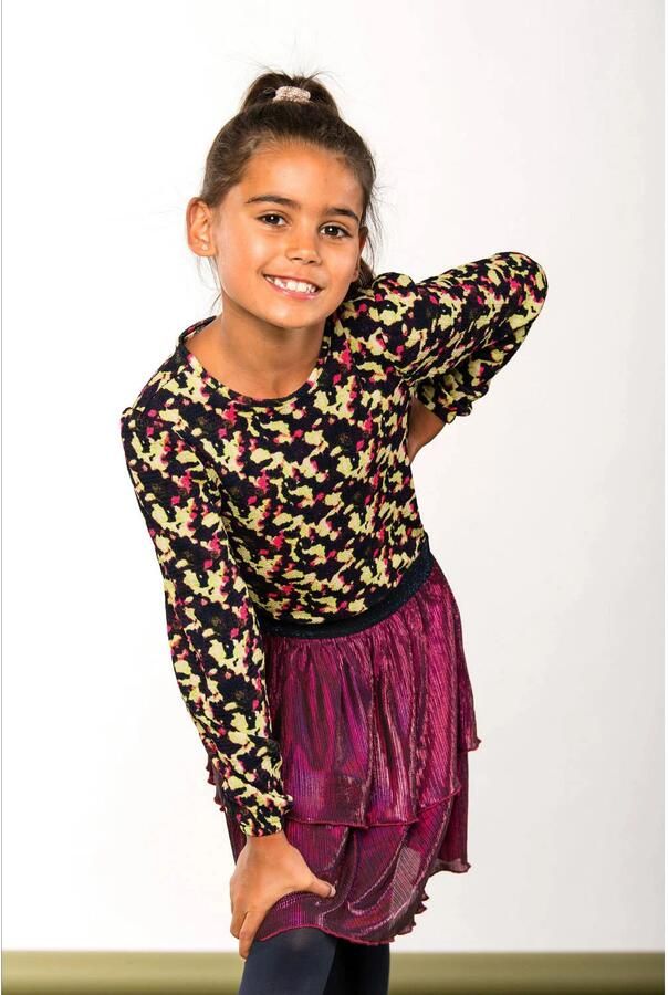 B.Nosy jurk Daisy met all over print paars neongroen - Foto 2