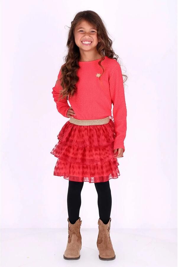B.Nosy korte jurk rood Meisjes Polyester Ronde hals Effen