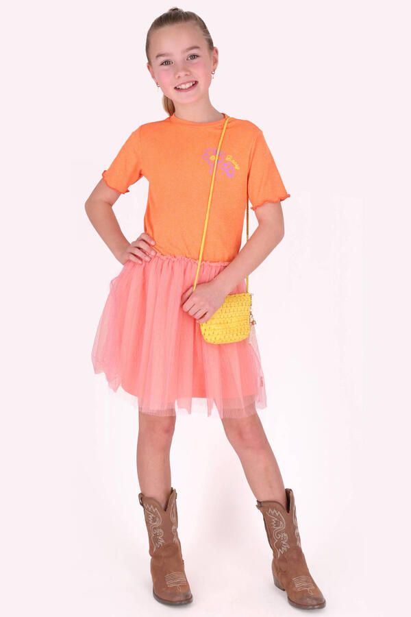 B.Nosy mesh midi jurk oranje