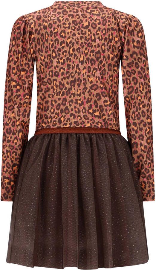 B.Nosy midi jurk met glitter met panterprint bruin - Foto 2
