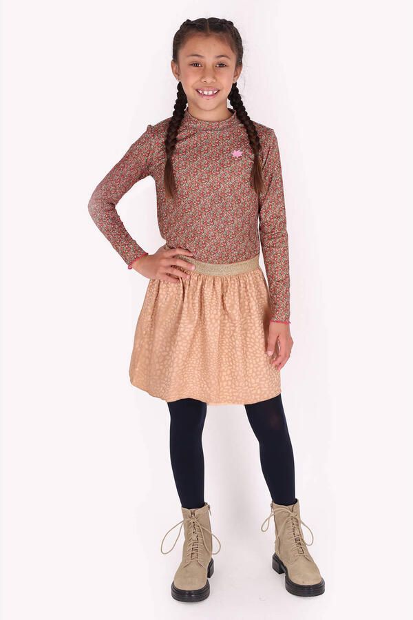 B.Nosy midi jurk met print bruin Meisjes Katoen Ronde hals All over print