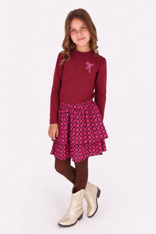 B.Nosy midi jurk met print donkerrood