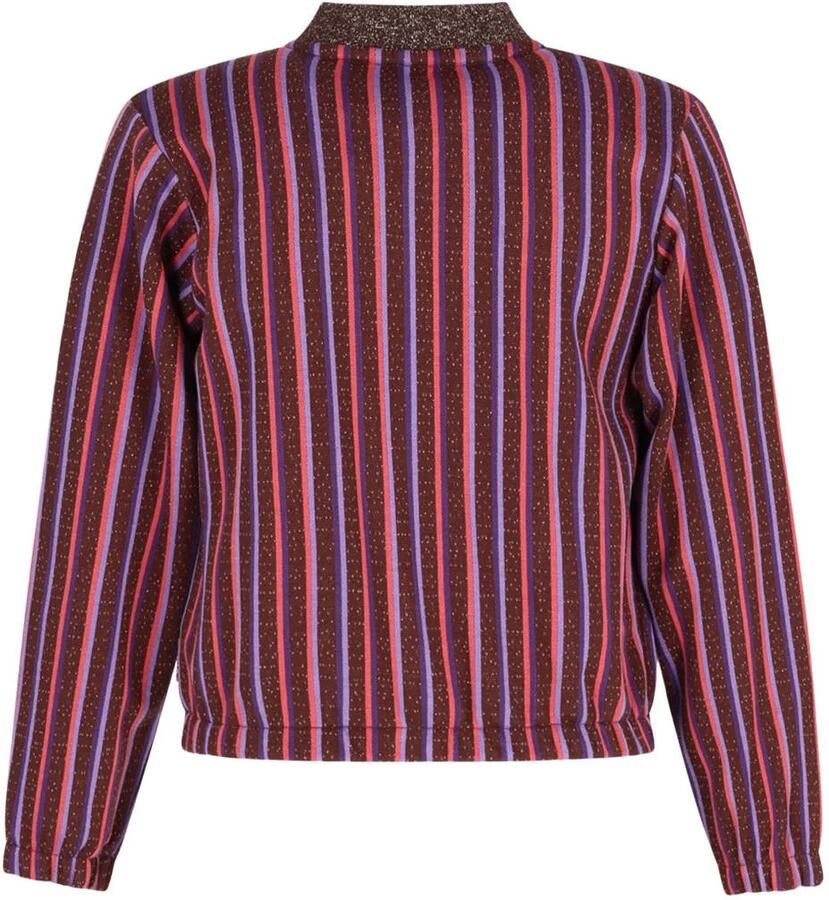 B.Nosy rechtvallend gestreept sweatvest donkerpaars Meisjes Polyester Ronde hals