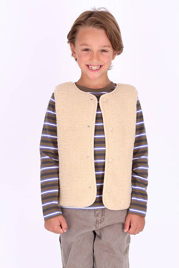 B.Nosy rechtvallend teddy gilet beige Effen