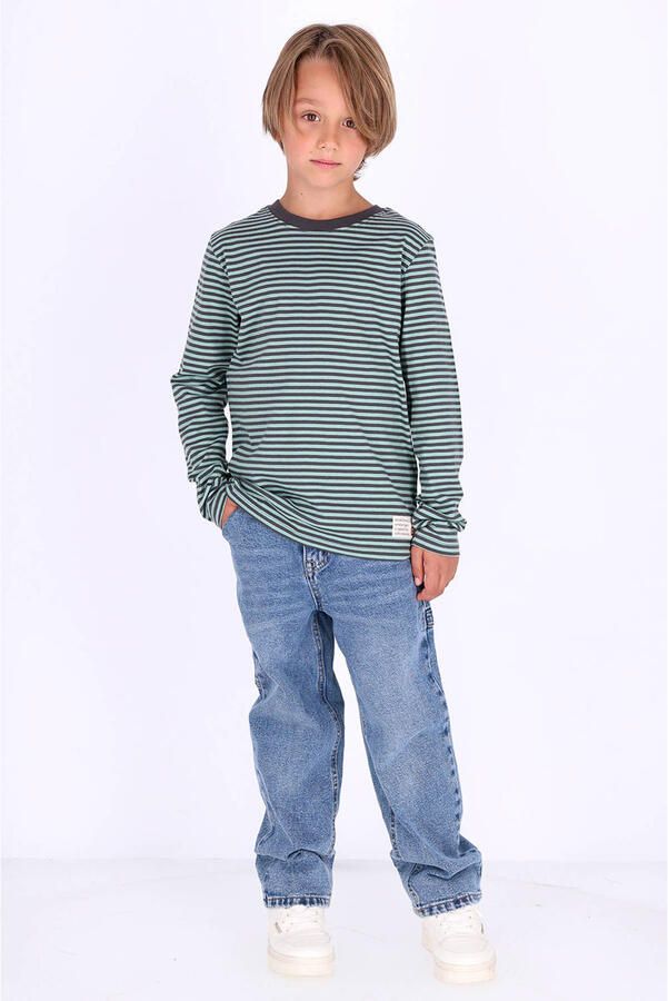 B.Nosy rechtvallende gestreepte longsleeve grijs