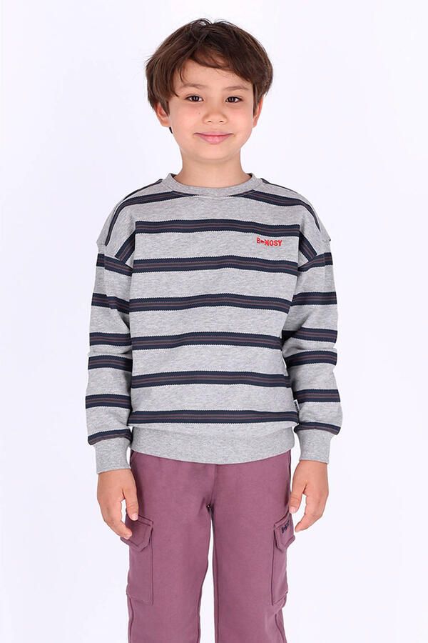 B.Nosy rechtvallende gestreepte sweater grijs Jongens Katoen Ronde hals