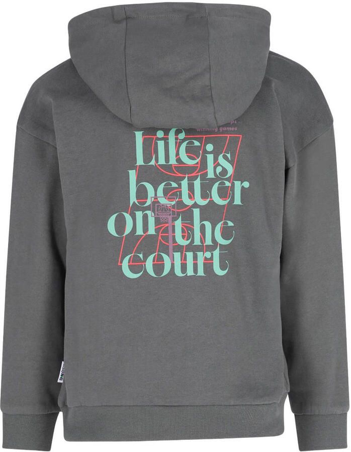 B.Nosy rechtvallende hoodie met backprint grijsgroen Sweater Jongens Katoen Capuchon - Foto 2