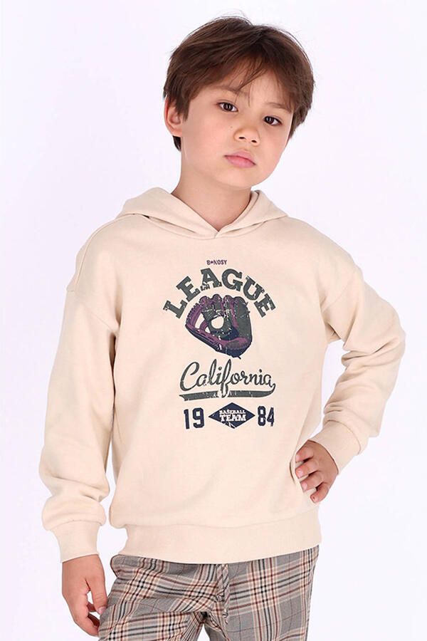 B.Nosy rechtvallende hoodie met print ecru Sweater Jongens Katoen Capuchon