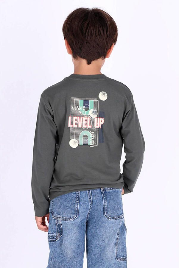 B.Nosy rechtvallende longsleeve met backprint grijsgroen Jongens Katoen Ronde hals - Foto 3