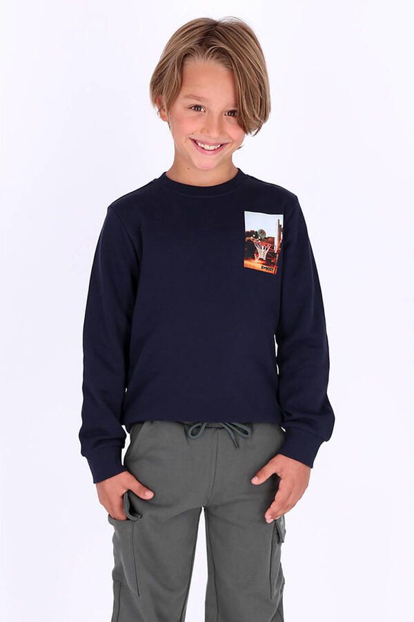 B.Nosy rechtvallende longsleeve met print donkerblauw Jongens Katoen Ronde hals