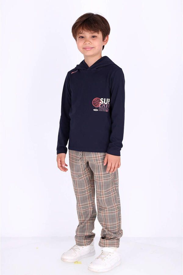 B.Nosy rechtvallende longsleeve met print donkerblauw