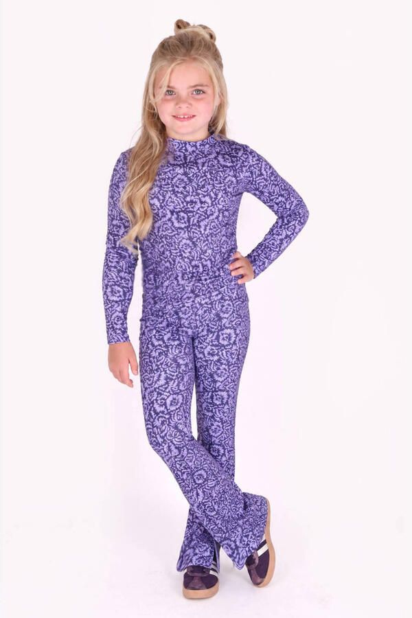 B.Nosy rechtvallende longsleeve met print paars lila Meisjes Polyester Opstaande kraag