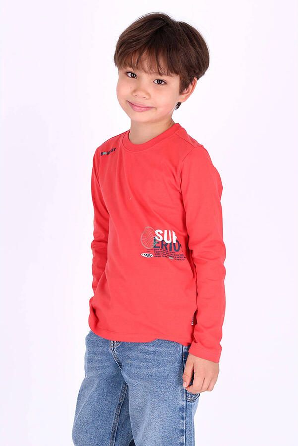 B.Nosy rechtvallende longsleeve met print rood