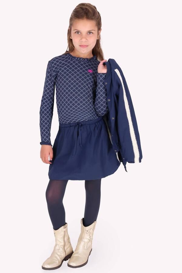 B.Nosy rechtvallende longsleeve met ruches en print donkerblauw