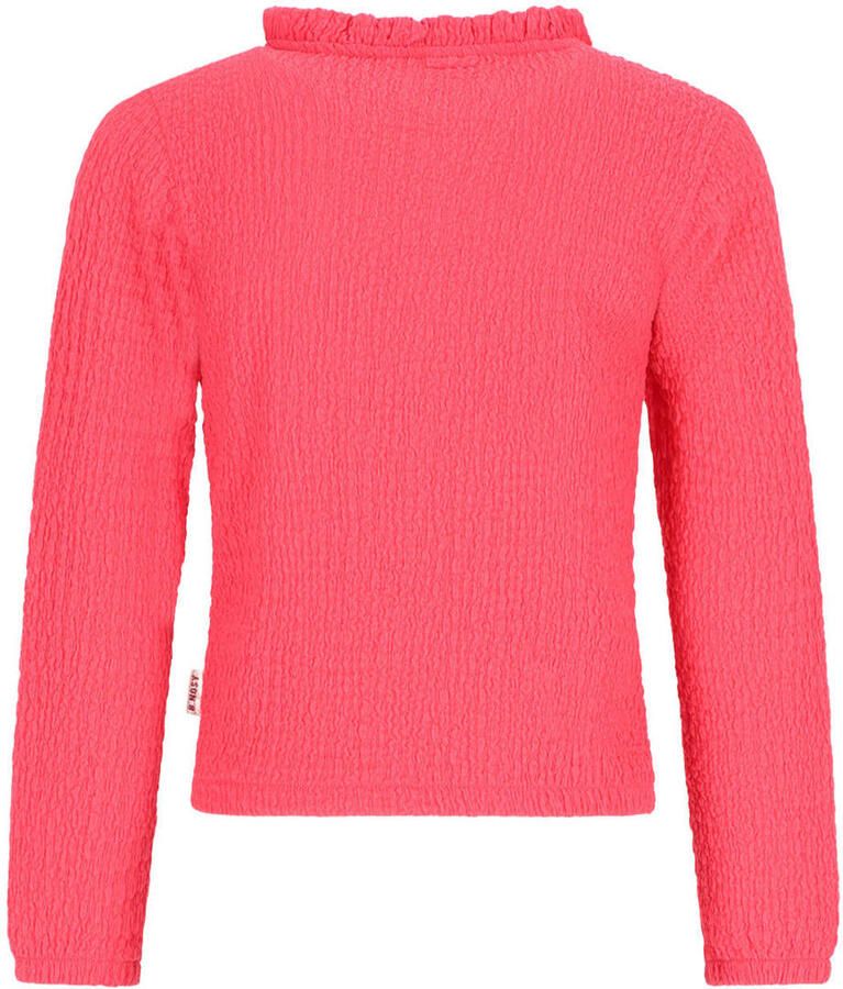 B.Nosy rechtvallende longsleeve met ruches koraalrood - Foto 2