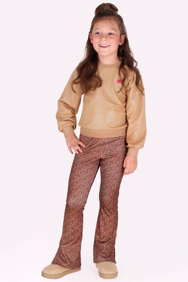 B.Nosy gebloemde flared broek bruin roze Meisjes Stretchkatoen Bloemen