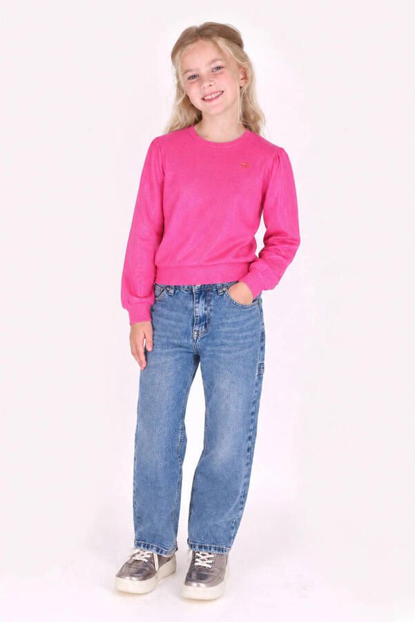 B.Nosy rechtvallende sweater felroze Effen