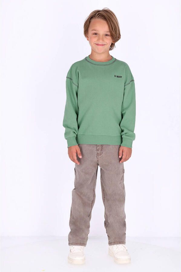 B.Nosy rechtvallende sweater met backprint groen Jongens Katoen Ronde hals