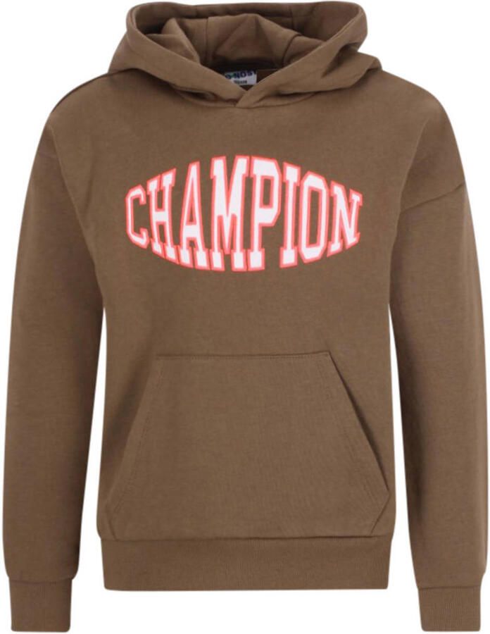 B.Nosy rechtvallende sweater met print bruin Jongens Katoen Capuchon