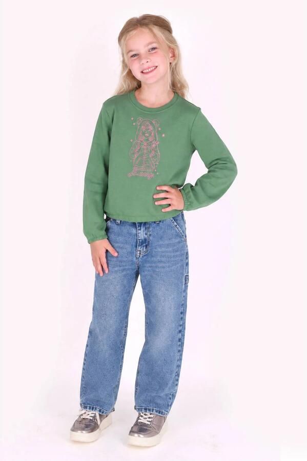 B.Nosy rechtvallende sweater met print groen