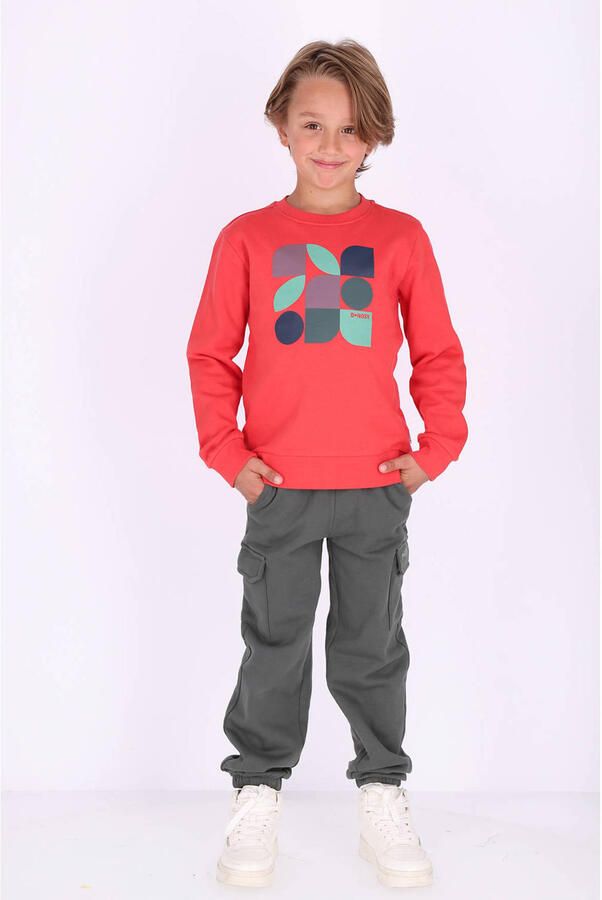 B.Nosy rechtvallende sweater met print rood Jongens Katoen Ronde hals