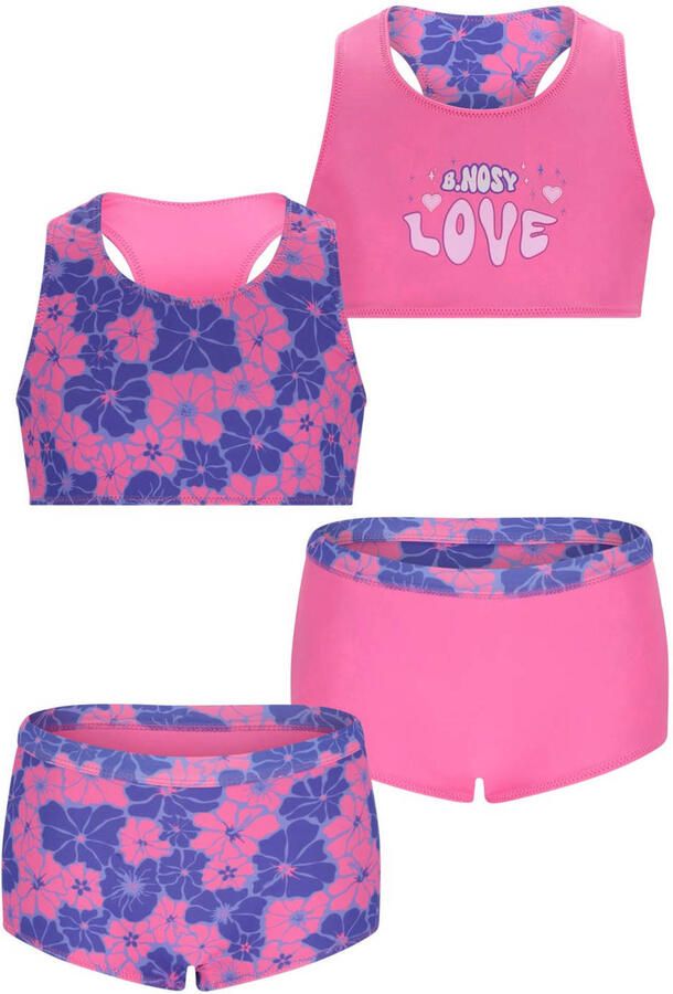 B.Nosy reversible halterbikini felroze blauw