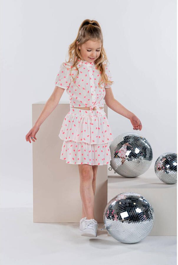 B.Nosy rok met all over print wit fluor roze Meisjes Katoen All over print 122 128 - Foto 3