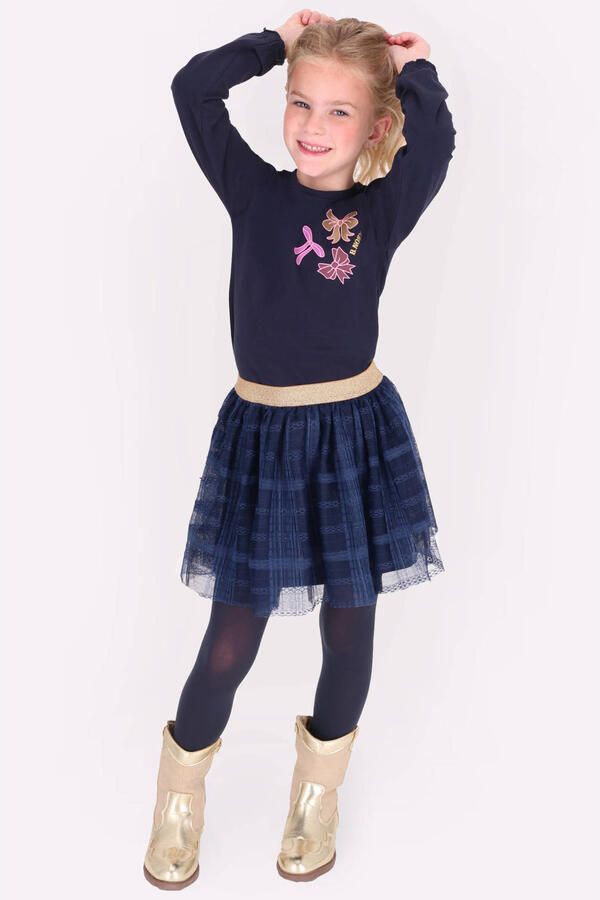 B.Nosy semi-transparante korte rok met print donkerblauw Meisjes Polyester