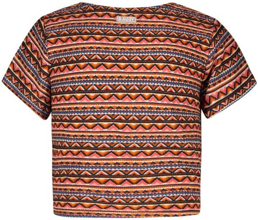 B.Nosy T-shirt Bibi met all over print brique blauw Bruin Meisjes Polyester Ronde hals 122 128 - Foto 2