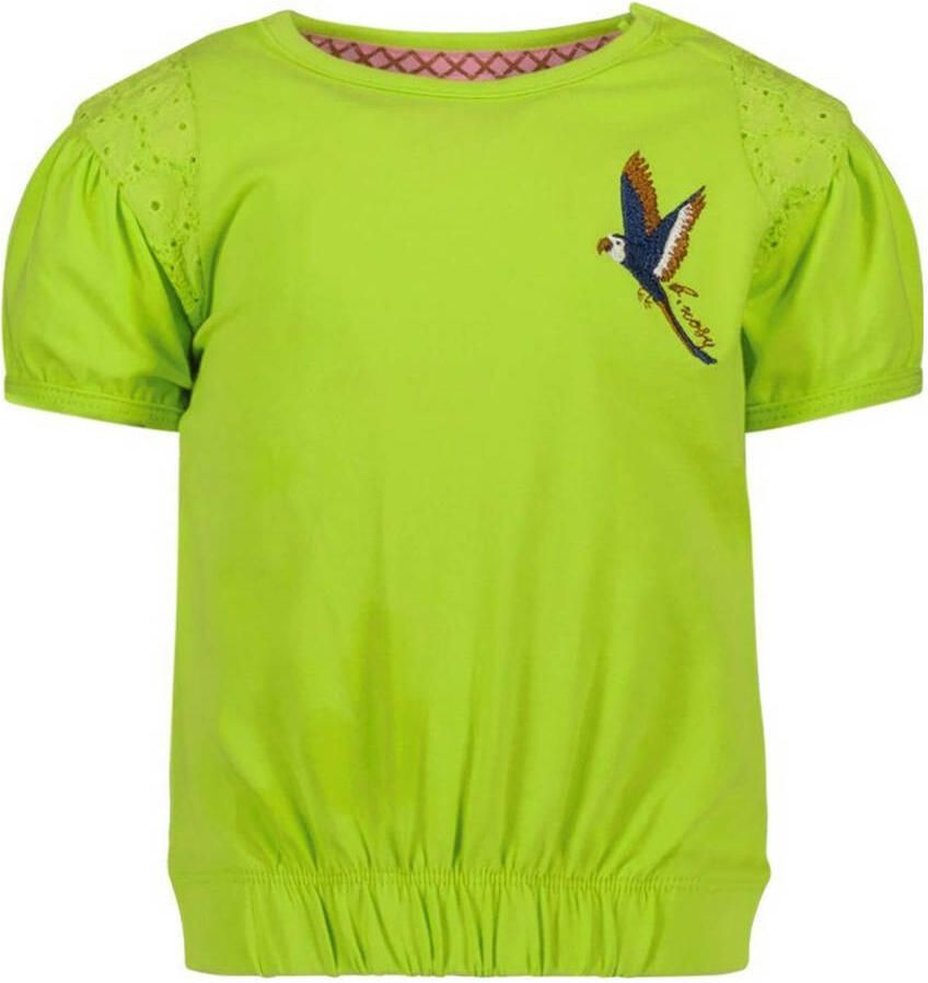 B.Nosy T-shirt met printopdruk gifgroen Meisjes Stretchkatoen Ronde hals 92