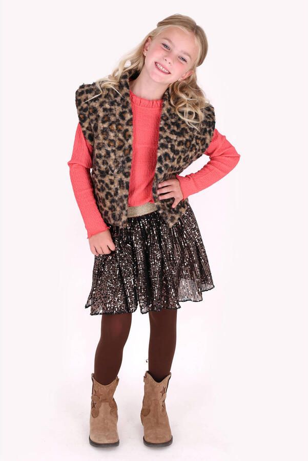 B.Nosy teddy rechtvallend gilet met panterprint bruin Panterprint - Foto 2