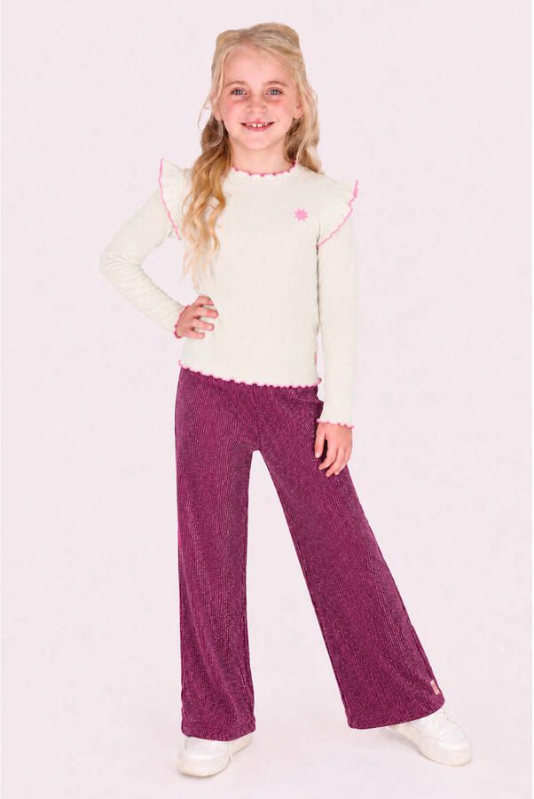 B.Nosy wide leg pantalon met glitters roze Broek Meisjes Polyester Effen